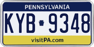 PA license plate KYB9348