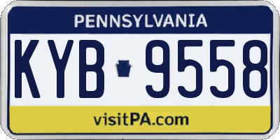 PA license plate KYB9558