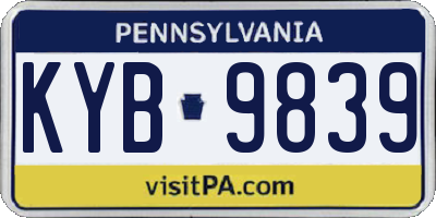 PA license plate KYB9839