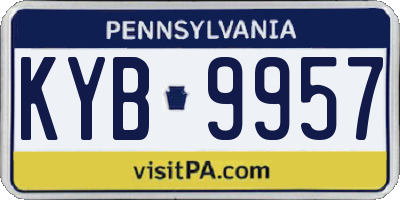 PA license plate KYB9957
