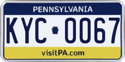 PA license plate KYC0067