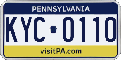 PA license plate KYC0110