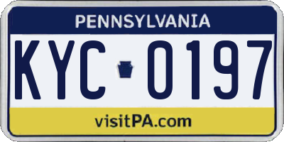 PA license plate KYC0197