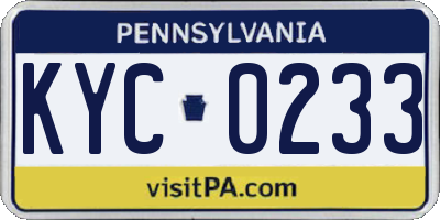 PA license plate KYC0233