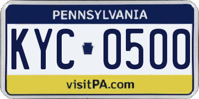 PA license plate KYC0500