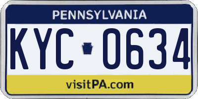 PA license plate KYC0634