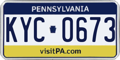 PA license plate KYC0673