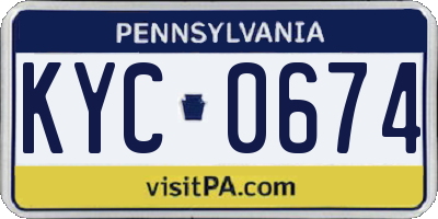 PA license plate KYC0674