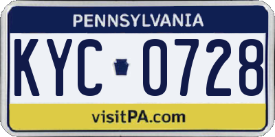 PA license plate KYC0728
