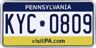 PA license plate KYC0809
