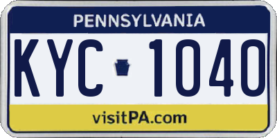 PA license plate KYC1040