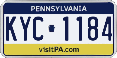 PA license plate KYC1184