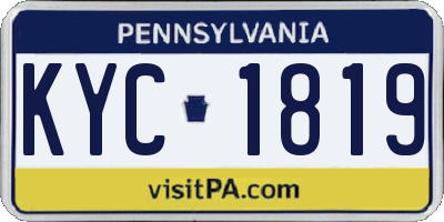 PA license plate KYC1819