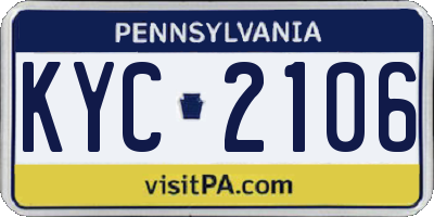 PA license plate KYC2106