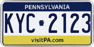 PA license plate KYC2123