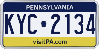 PA license plate KYC2134
