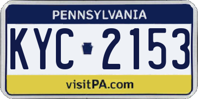 PA license plate KYC2153