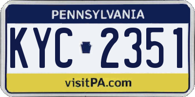 PA license plate KYC2351
