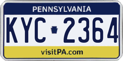 PA license plate KYC2364
