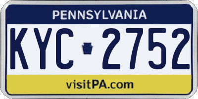 PA license plate KYC2752