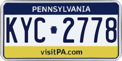 PA license plate KYC2778