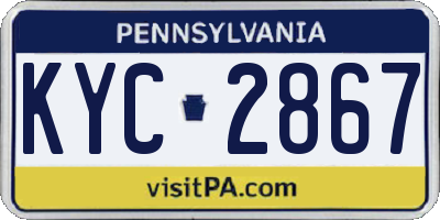 PA license plate KYC2867