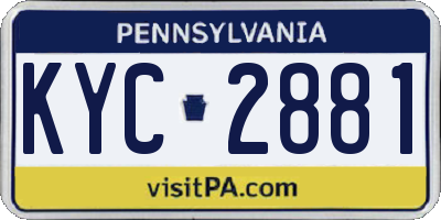 PA license plate KYC2881