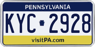 PA license plate KYC2928