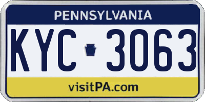 PA license plate KYC3063