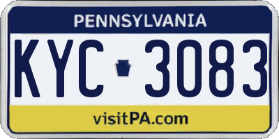 PA license plate KYC3083