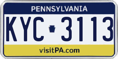 PA license plate KYC3113