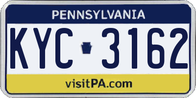 PA license plate KYC3162