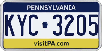 PA license plate KYC3205