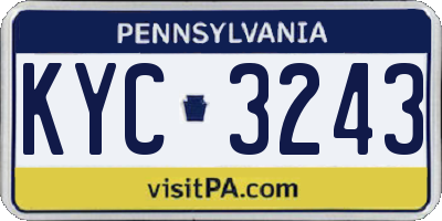 PA license plate KYC3243