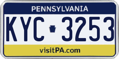 PA license plate KYC3253