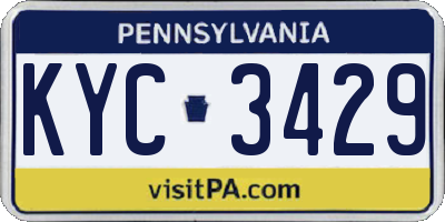 PA license plate KYC3429