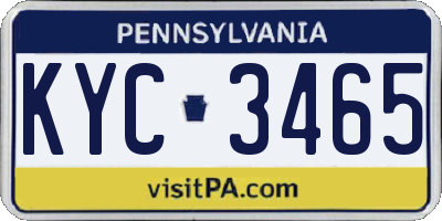 PA license plate KYC3465