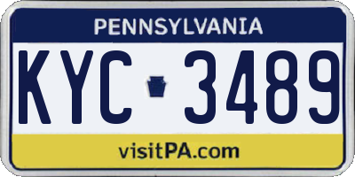 PA license plate KYC3489