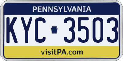 PA license plate KYC3503