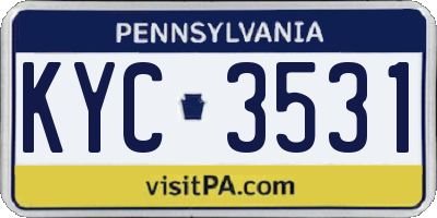 PA license plate KYC3531