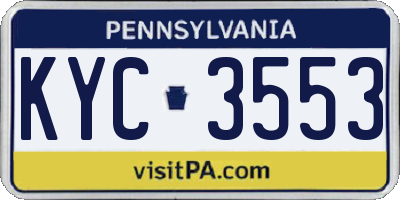 PA license plate KYC3553