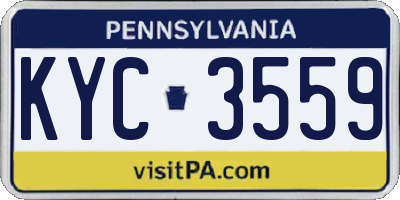 PA license plate KYC3559