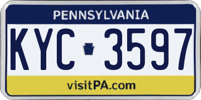 PA license plate KYC3597