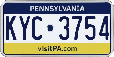PA license plate KYC3754