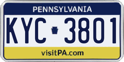 PA license plate KYC3801