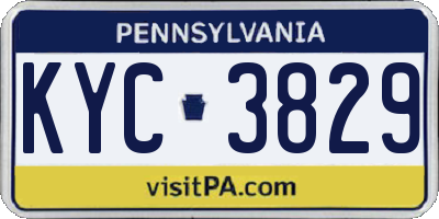 PA license plate KYC3829