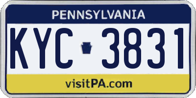 PA license plate KYC3831