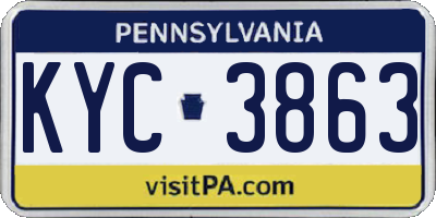 PA license plate KYC3863