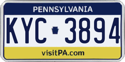 PA license plate KYC3894