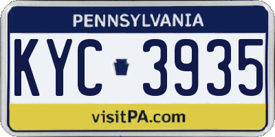 PA license plate KYC3935